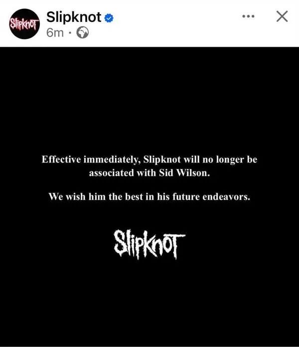 Featured image Slipknot officially separates from Sid Wilson