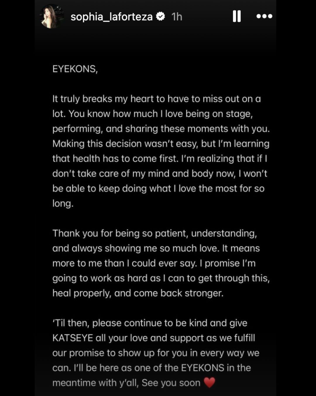 Featured image Sophia announces KATSEYE hiatus