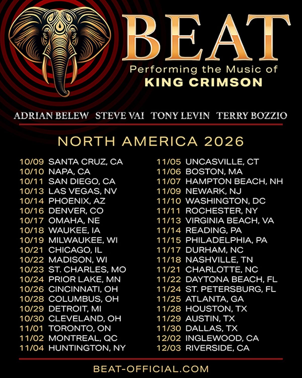 Featured image BEAT announces Fall 2026 King Crimson tribute tour