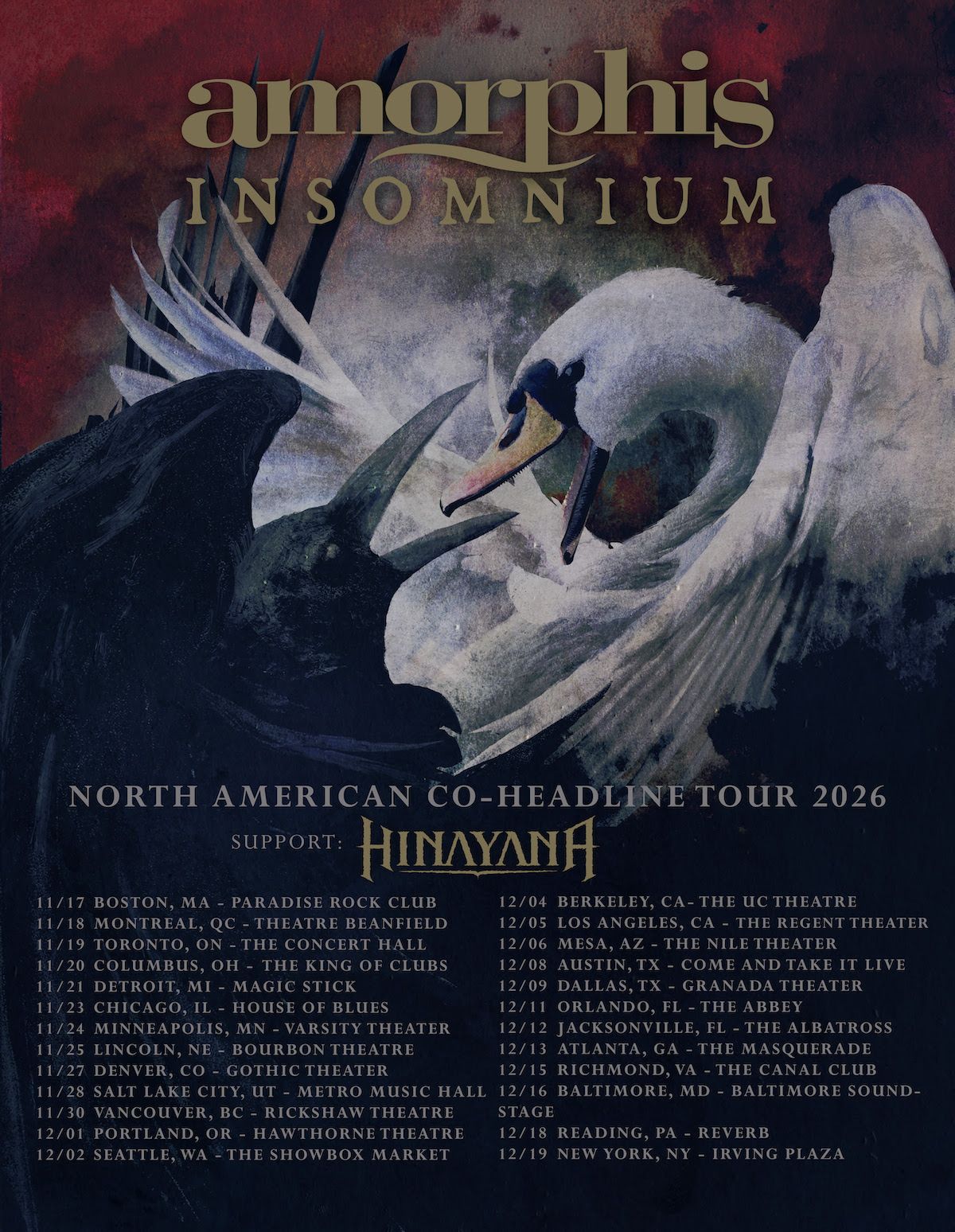 Featured image Amorphis Insomnium CoHeadline Fall 2026 North American Tour