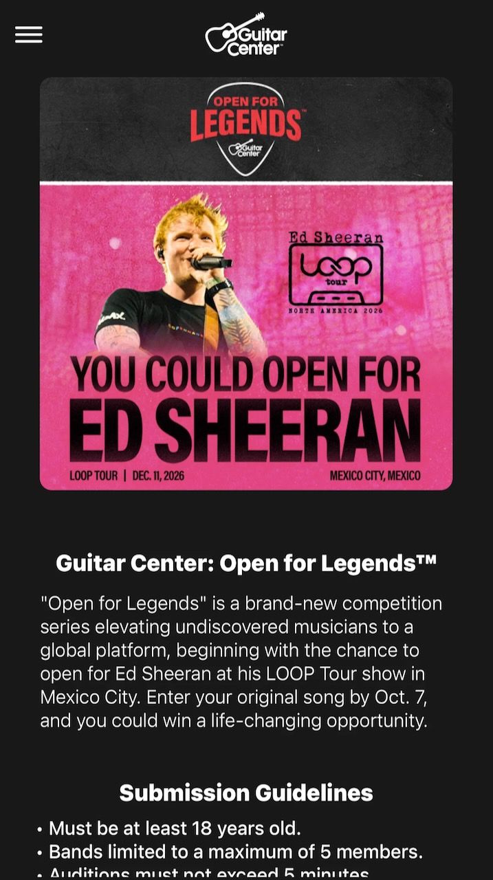 Featured image Ed Sheerans IllTimed Guitar Center Contest
