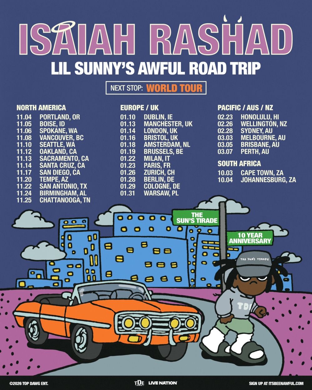 Featured image Isaiah Rashad adds 2026 dates for The Suns Tirade 10th anniversary