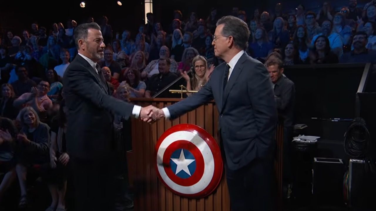 Featured image Colbert makes latenight return on Jimmy Kimmel Live