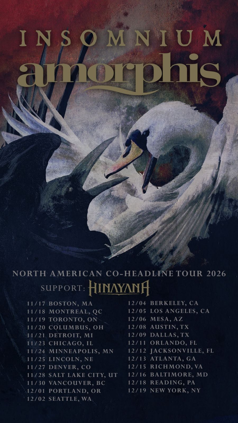 Featured image Amorphis Insomnium CoHeadline Fall 2026 North American Tour